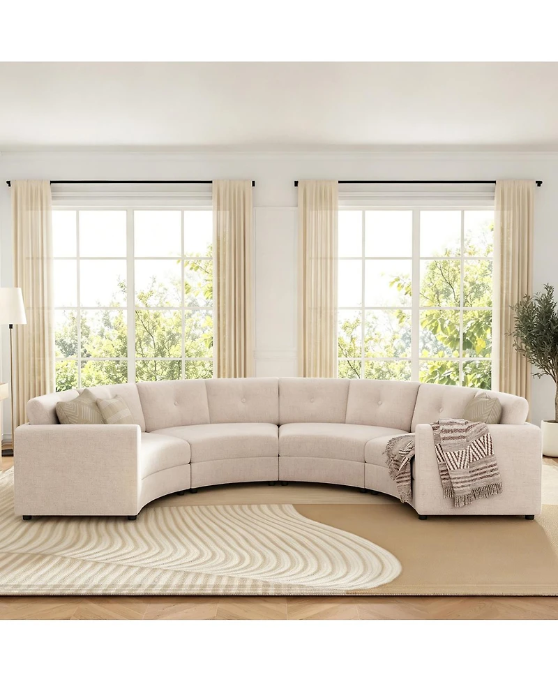 Streamdale Furniture 4-Piece Upholstered Curved Modular Sectional Sofa