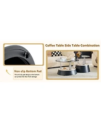 Streamdale Furniture Glass Round Nesting Coffee Table Set - 2 Piece