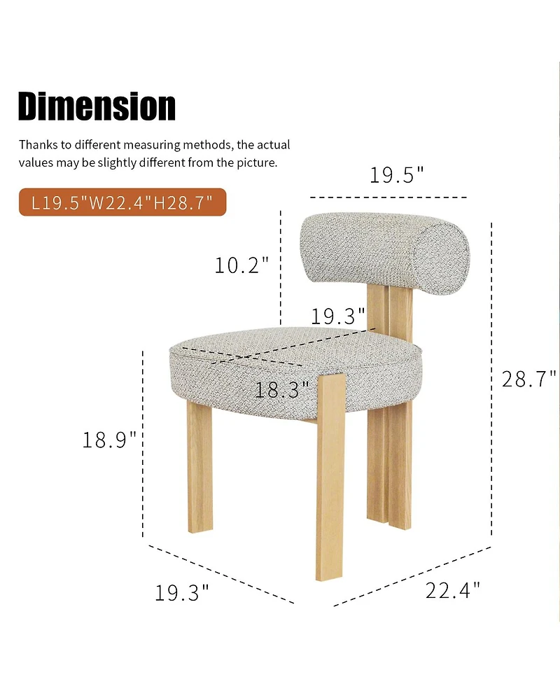 Streamdale Furniture Modern Upholstered Fabric Dining Chair, No Assembly Required