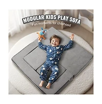 Slickblue 4-Piece Modular Kids Couch, Toddler Play Sofa Bed with Removable Washable Cover for Playroom
