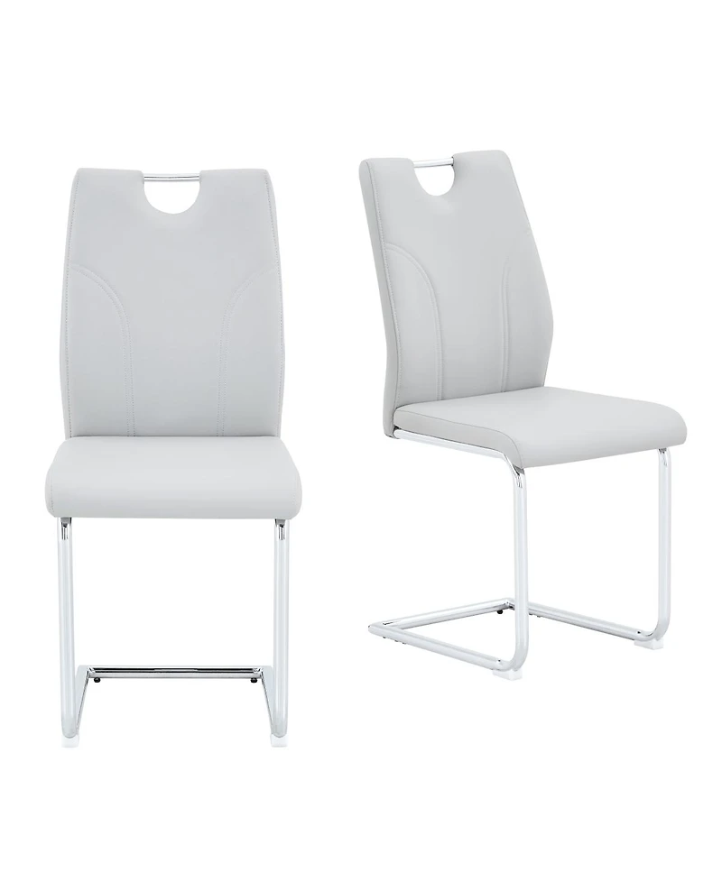 Streamdale Furniture Pu Dining Chairs with Silver Metal Legs (Set of 6)