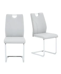 Streamdale Furniture Pu Dining Chairs with Silver Metal Legs (Set of 6)
