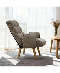 Streamdale Furniture Lambswool Adjustable Lazy Sofa Lounge Chair with Solid Wood Legs