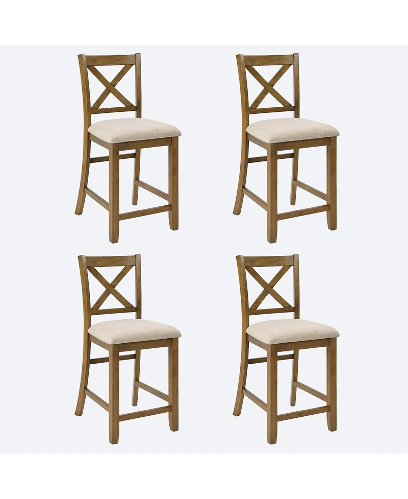 Streamdale Furniture Oak Counter Height Dining Chairs Set of 4 with Padded Seat