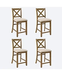 Streamdale Furniture Oak Counter Height Dining Chairs Set of 4 with Padded Seat