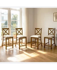 Streamdale Furniture Oak Counter Height Dining Chairs Set of 4 with Padded Seat
