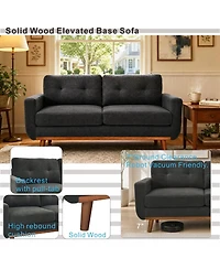 Streamdale Furniture 65" Modern Minimalist 2-Seater Sofa with Nubby Upholstery and Wood Legs