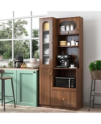Streamdale Furniture Farmhouse Kitchen Pantry Cabinet with Multi-Tier Pull-Out Storage Shelf