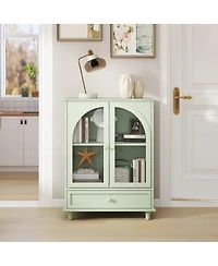 Streamdale Furniture Farmhouse Arched Glass Sideboard with Drawer