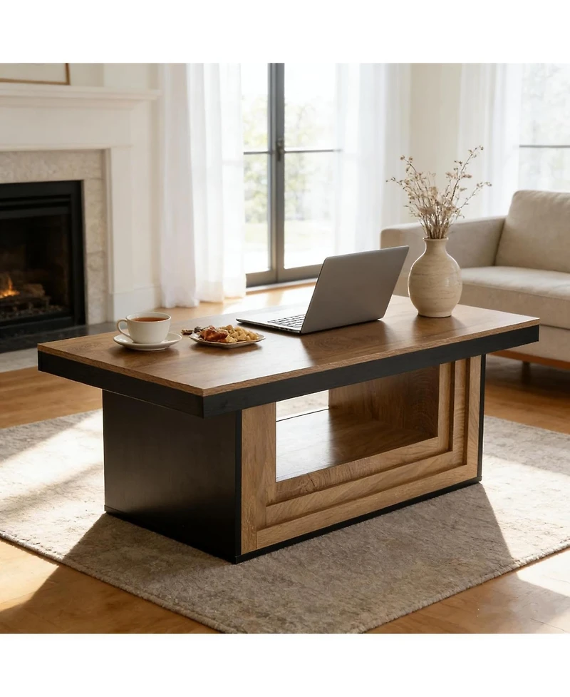 Tribesigns 47-Inches Coffee Table Living Room, Rectangle Center Table with Open Storage