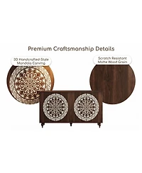 Streamdale Furniture 60" Boho Carved Walnut Sideboard Buffet Cabinet