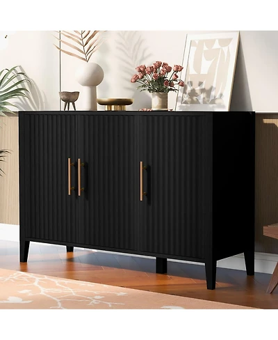 Streamdale Furniture Wavy 3-Door Sideboard with Pine Legs