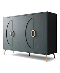 Streamdale Furniture Streamdale 60" Italian Green Wood Grain 4-Door Sideboard with Gold Handles