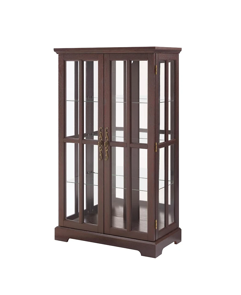 Streamdale Furniture Glass Tall Cabinet with Rgb Lights and 3 Adjustable Shelves