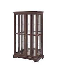Streamdale Furniture Glass Tall Cabinet with Rgb Lights and 3 Adjustable Shelves