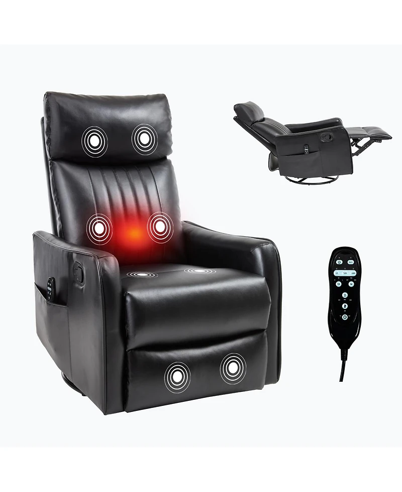 Streamdale Furniture Faux Leather Massage Swivel Recliner Chair