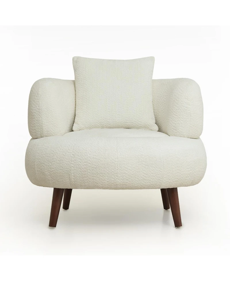 Streamdale Furniture Nordic Chenille Lazy Club Chair with Ottoman and Pillow