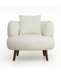 Streamdale Furniture Nordic Chenille Lazy Club Chair with Ottoman and Pillow