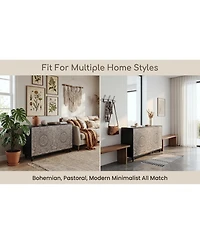 Streamdale Furniture 60" Boho Mandala 3D Embossed 4-Door Sideboard Credenza