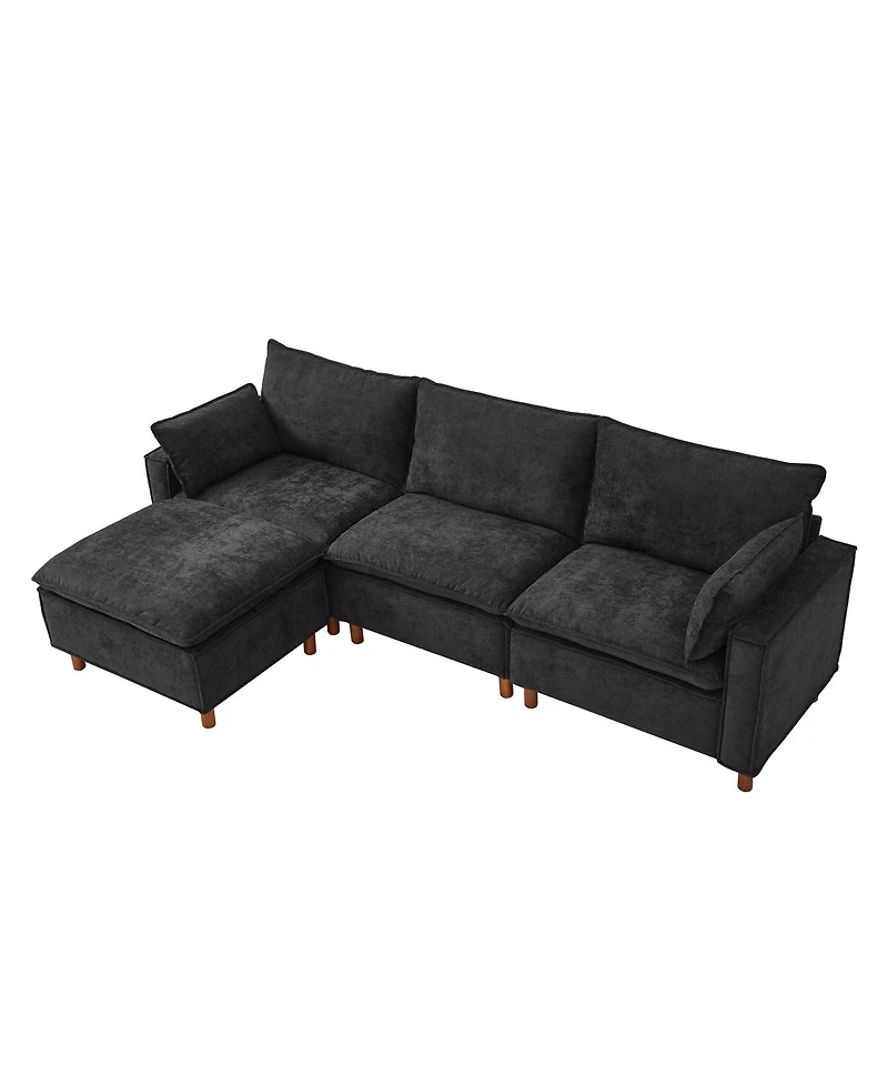 Streamdale Furniture 108.5" Modular Chenille L-Shaped Sectional Sofa with Ottoman