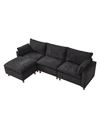 Streamdale Furniture 108.5" Modular Chenille L-Shaped Sectional Sofa with Ottoman