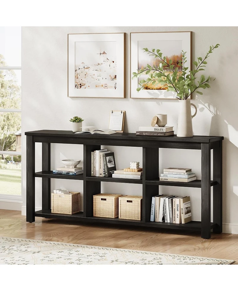 Tribesigns 63" Solid Wood Bookshelf with 6 Cubes