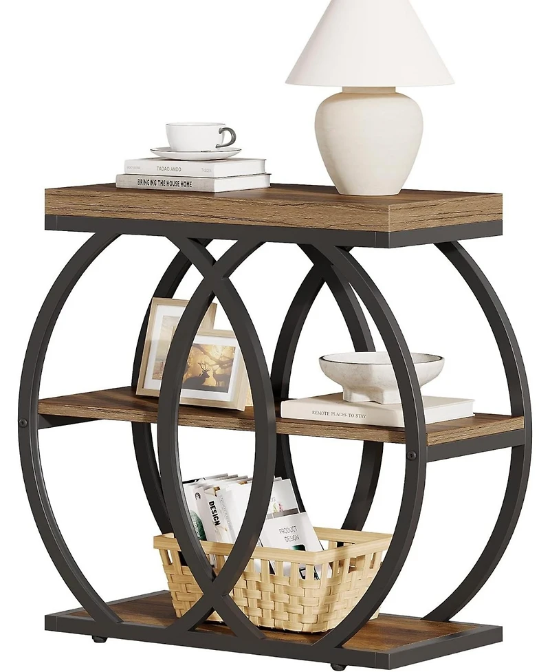 Tribesigns 3-Tier Narrow End Table with Metal Frame, 23.62" L x 11.81" W x 25.59" H