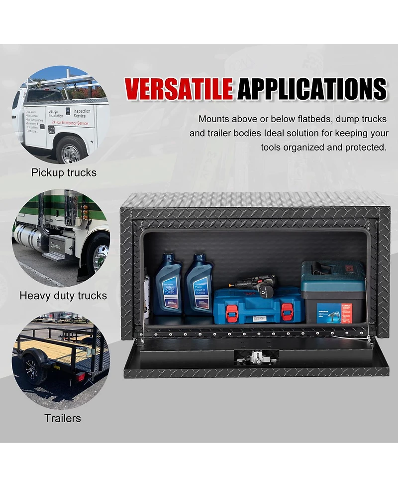 Streamdale Furniture 36" Aluminum Heavy-Duty Underbody Truck Tool Box with Lock and Keys