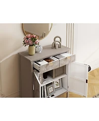 Streamdale Furniture Hand-Carved Wooden Storage Cabinet with Drawer and Doors