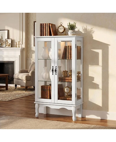 Streamdale Furniture Lighted Curio Cabinet with Glass Doors and Adjustable Shelves