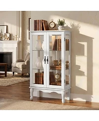 Streamdale Furniture Lighted Curio Cabinet with Glass Doors and Adjustable Shelves