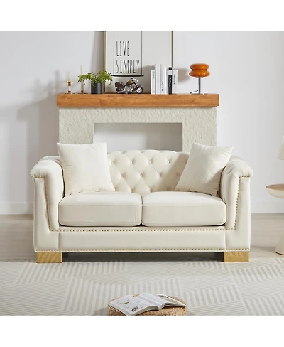 Streamdale Furniture Classic Modern Chesterfield Velvet 62" Two-Seater Sofa,