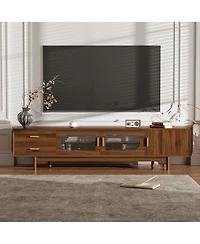 Streamdale Furniture 78" Modern Tv Stand with Fluted Glass Doors and Drawers for TVs Up to 85
