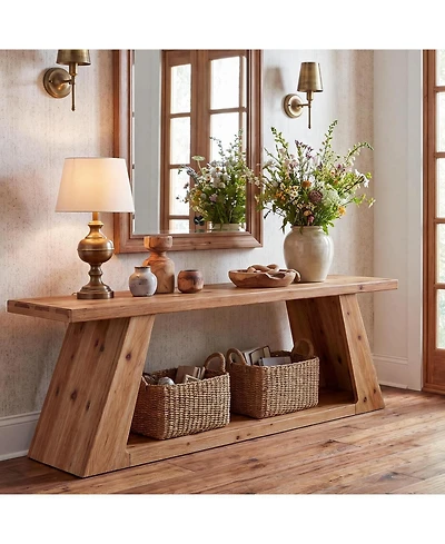 Tribesigns 62.99" Farmhouse Console Table with Storage Shelf