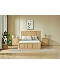 Streamdale Furniture Queen Hydraulic Storage Bed Frame, Wood Platform with Footboard Bench