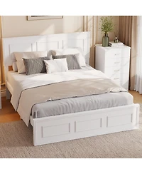 Streamdale Furniture Full Size Wood Bed with Adjustable Headboard