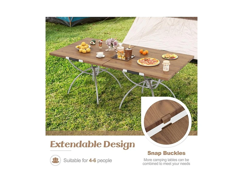 Boyel Living 2 Pack Folding Camping Table with Wood-grain Tabletop for Hiking Party
