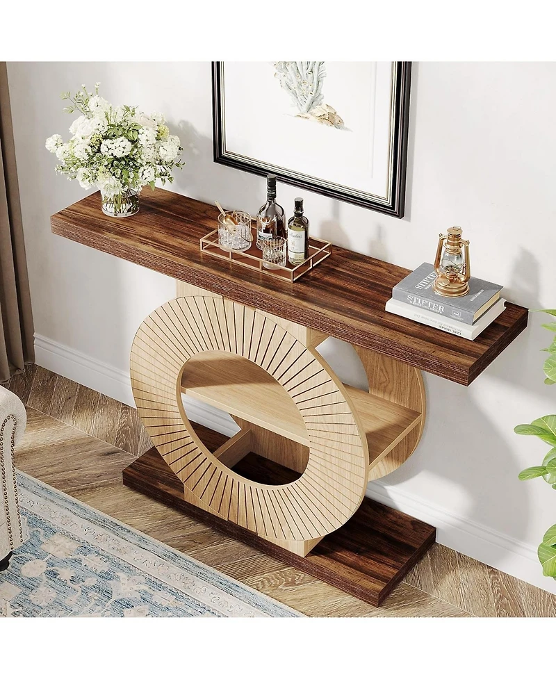 Tribesigns Console Table with Storage and Circle Base