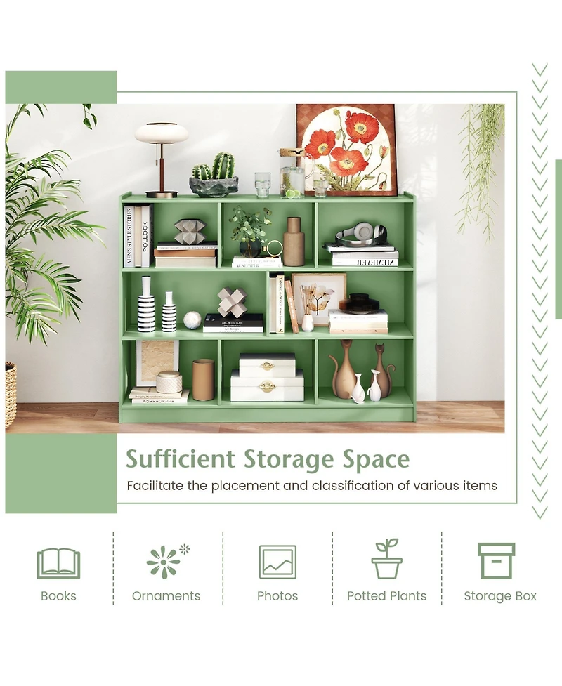 Slickblue 8 Cube Storage Bookcase 3 Tier Floor Standing Display Shelf