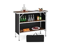 Boyel Living Folding Camping Table with 2-Tier Open Shelves for Outdoor Bbq-Coffee