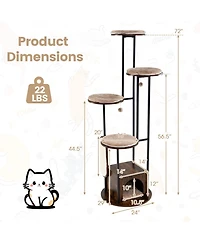 Gymax Modern Cat Tree Tower 72-Inch Tall Multi-Level Cat Condo with Top Perch Platforms