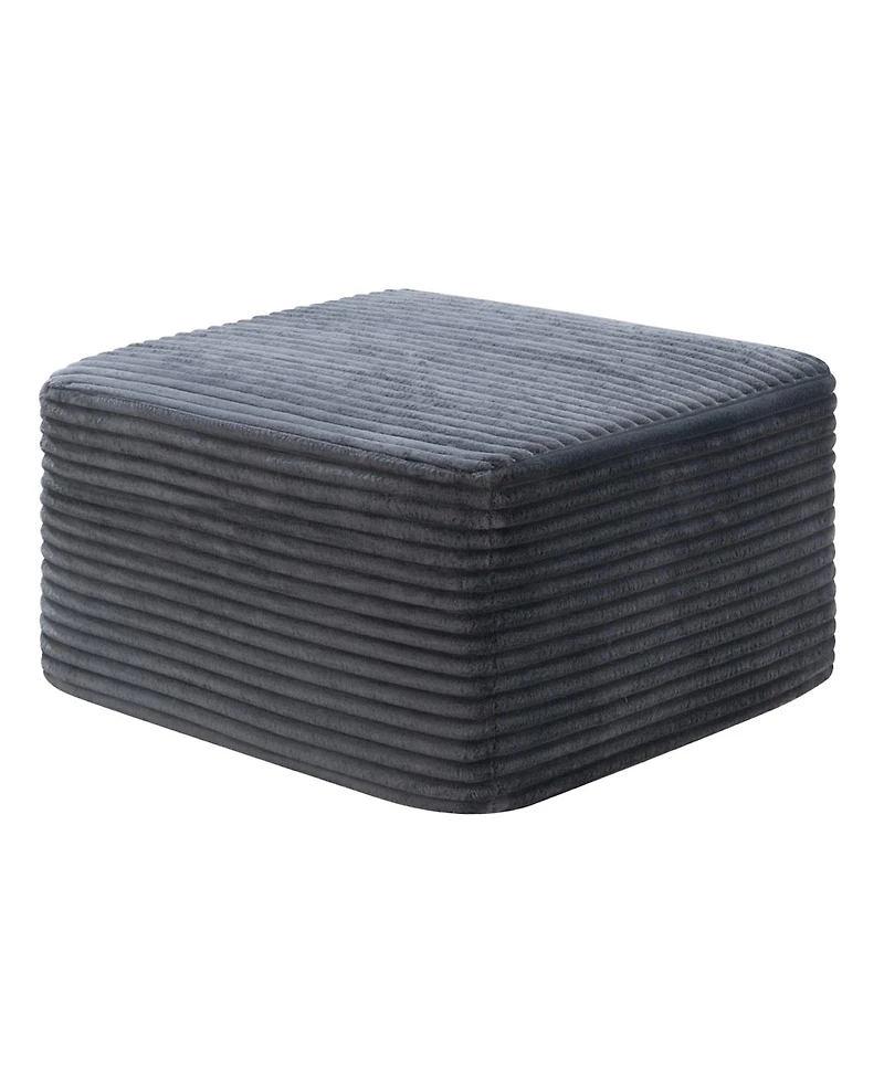 Streamdale Furniture 37.5" Corduroy Square Upholstered Ottoman Foot Stool