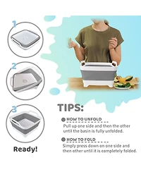 Piscifun Collapsible Wash Basin With Drain Plug Foldable Kitchen Sink For Camping Space Saving Dish Tub