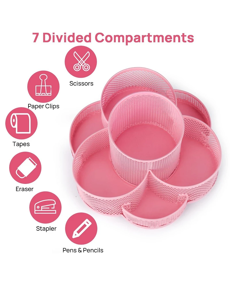 Danrong Mesh Desk Organizer With 2 Tier Trays Magazine Holders and Pen Holder