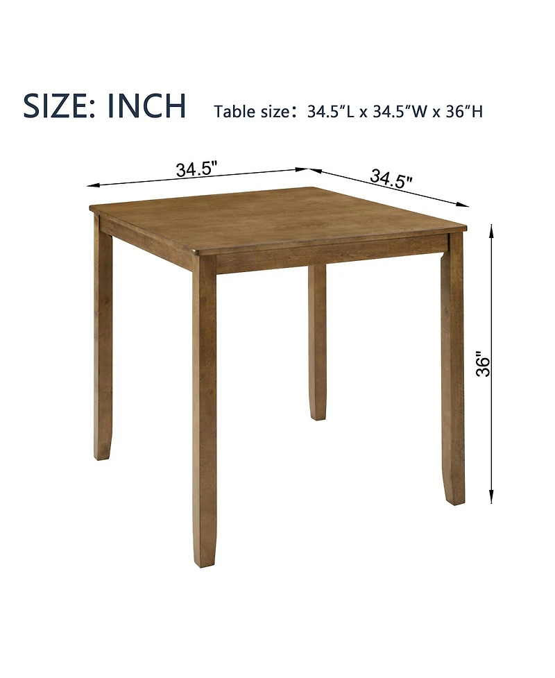 Streamdale Furniture Oak 4-Person Counter Height Square Dining Table