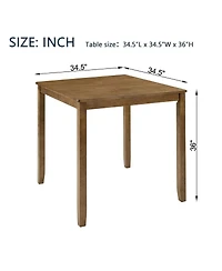 Streamdale Furniture Oak 4-Person Counter Height Square Dining Table
