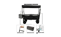 Mountaintop 480Lbs Collapsible Wagon with Canopy,7" All-Terrain Wheels,Foldable Large Capacity,Mosquito Net,Camping Shopping Sports Garden