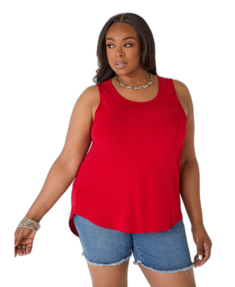 Ashley Stewart Plus Scoop Neck Laser Cutout Tank