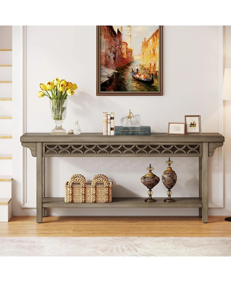 Tribesigns 70.8" Solid Wood Console Table with Storage