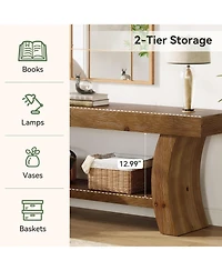 Tribesigns 63" Solid Wood Console Table with Shelf